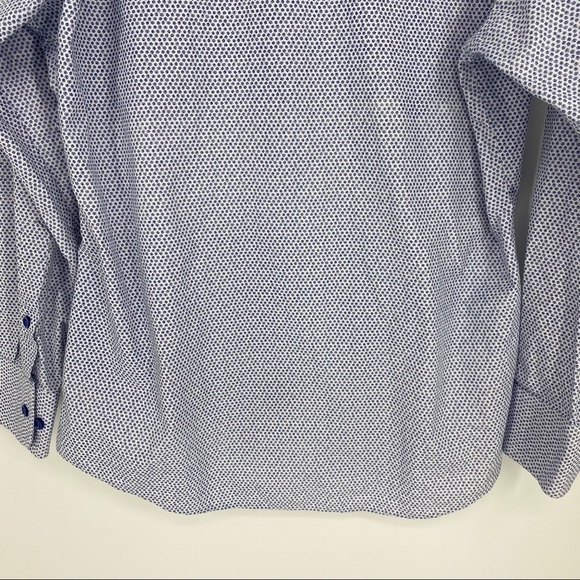 Stantt white blue flower print buttonup shirt Montgomery. Long sleeve collared - Picture 10 of 11